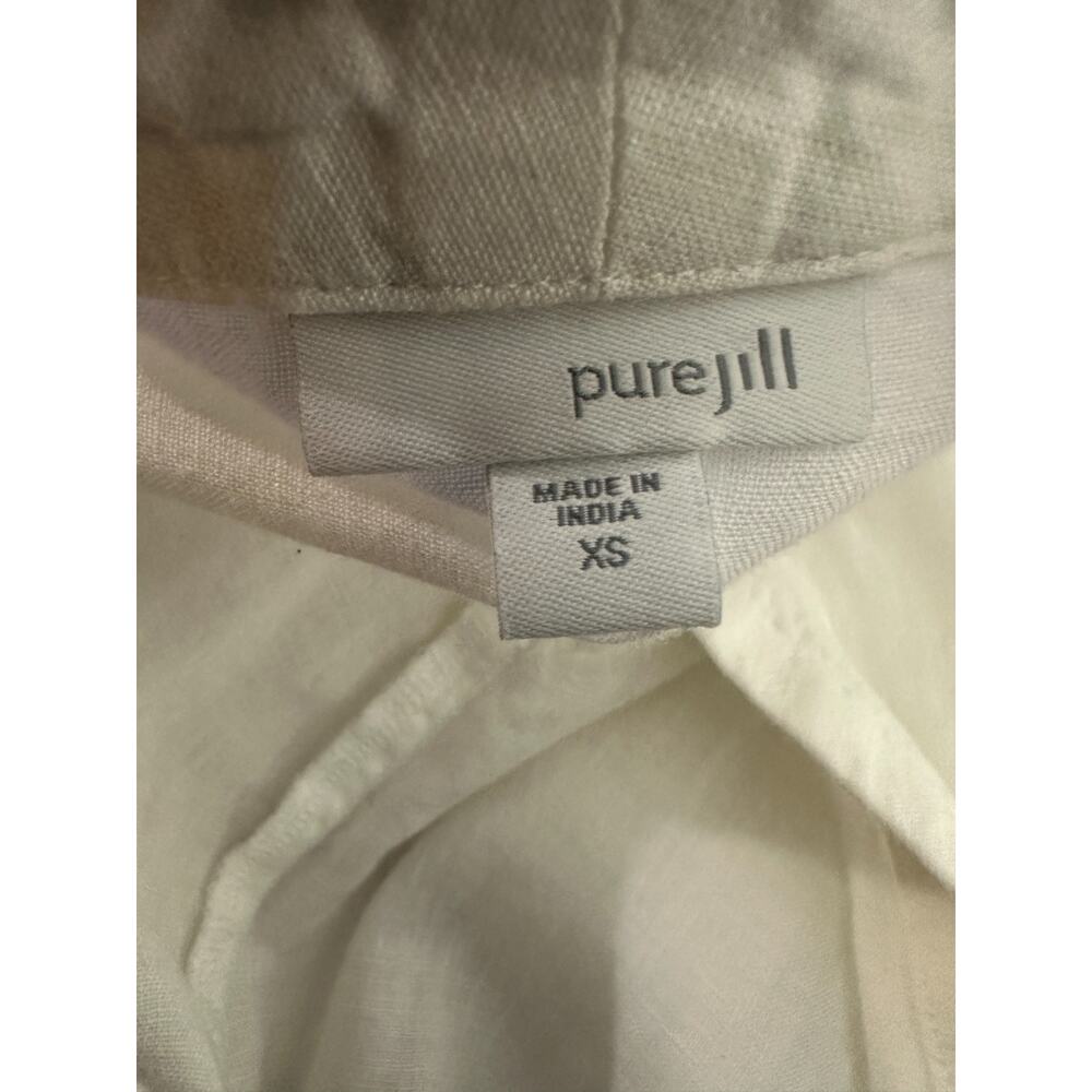 Pure Jill x J. Jill Linen Open Cardigan White Pockets LS Lagonlook Beachy XS - Picture 10 of 14